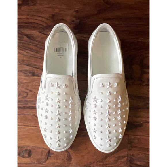 $995 NIB Jimmy Choo White Slip-On Star-Studded Leather Sneakers Size 41(8) main image 6